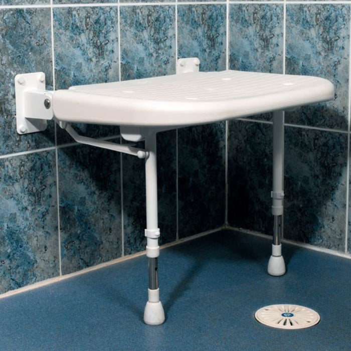 AKW 04110 Extra Wide Wall Mounted Unpadded Fold Up Shower Seat