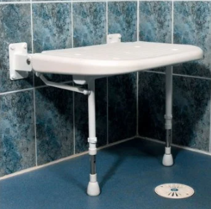 AKW 04570 Larger Extra Wide Wall Mounted Unpadded Shower Seat With Fold Up Legs