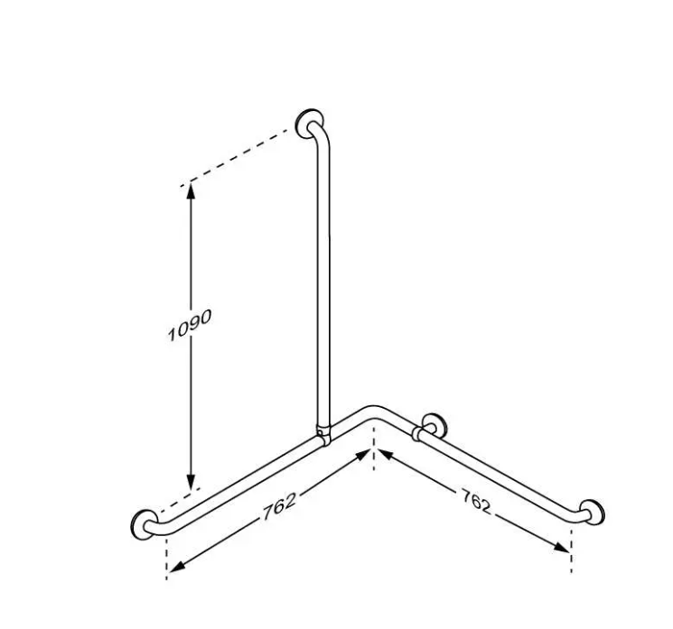 Pressalit Care PLUS Handrail 762x762x1090mm White (RT136000)