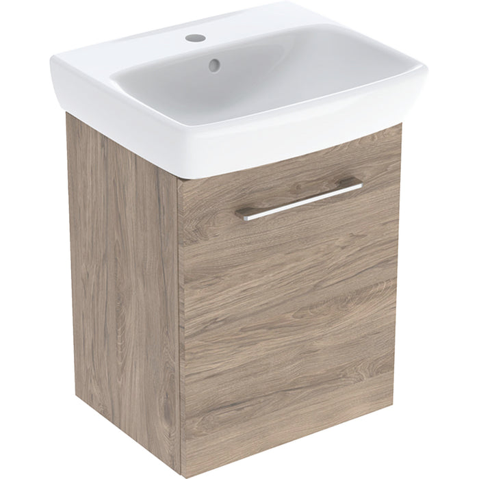 Geberit Selnova Square 50cm 1 Door Cabinet & Basin Hickory 502.752.00.1
