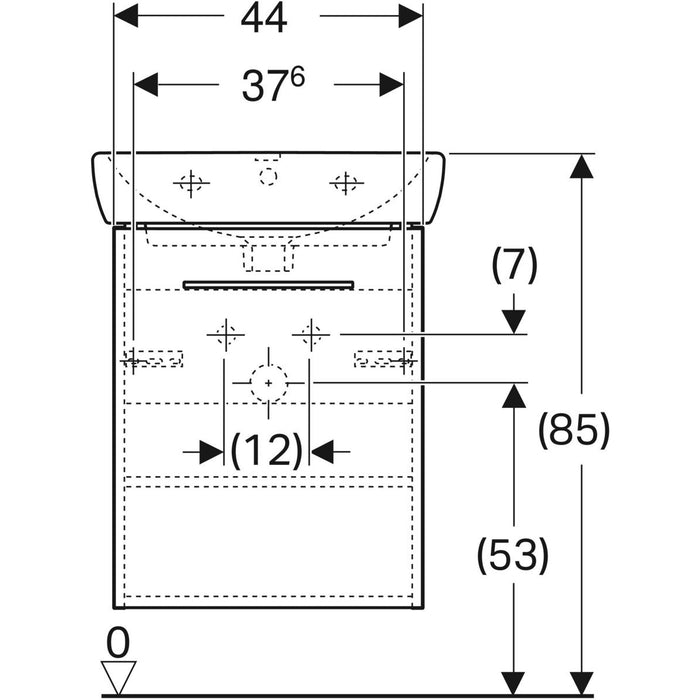 Geberit Selnova Square 50cm 1 Door Cabinet & Basin Hickory 502.752.00.1
