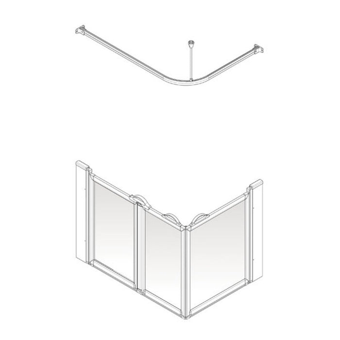 AKW Option A Shower Screens 1300x700mm Left Hand - 750mm High (91005L)
