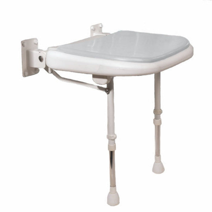 AKW 04270P Standard Wall Mounted Fold Up Grey Padded Shower Seat With Legs