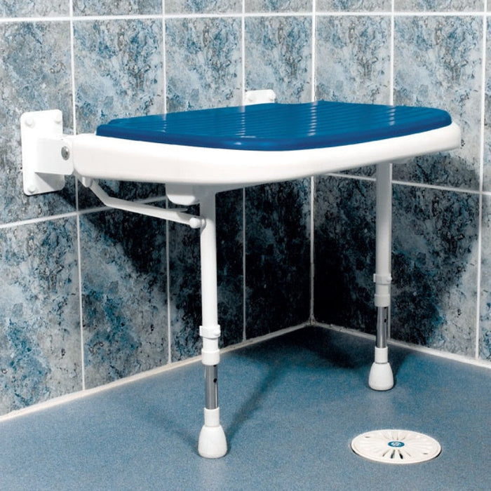 AKW 04110P Extra Wide Wall Mounted Blue Padded Shower Seat