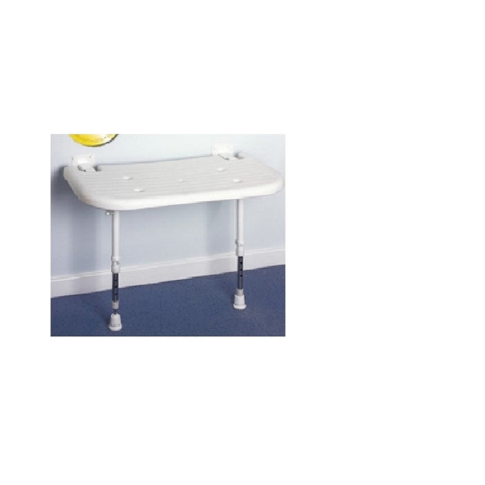 AKW 04570 Larger Extra Wide Wall Mounted Unpadded Shower Seat With Fold Up Legs