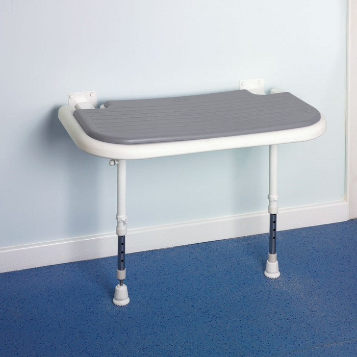 AKW 04570P Larger Extra Wide Wall Mounted Grey Padded Shower Seat With Fold Up Legs