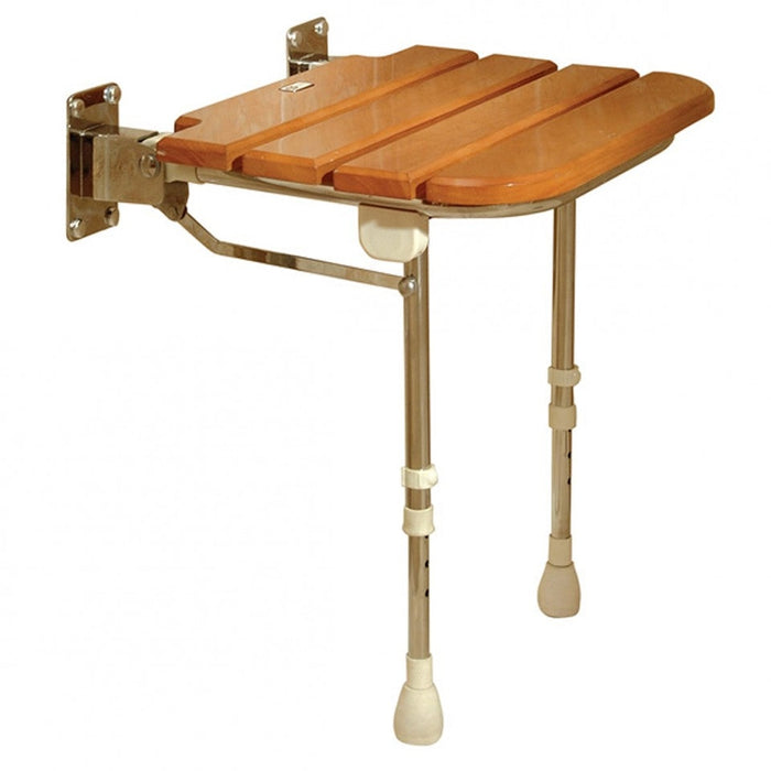 AKW 04030 Wooden Fold Up Slatted Wall Mounted Shower Seat