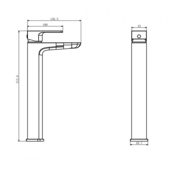Kartell K-VIT Kolt Hi-Rise Mono Basin Mixer Chrome (TAP301KCP)
