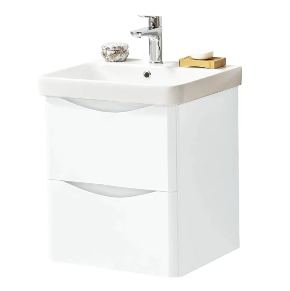 Kartell K-VIT Arc 500mm Wall Mounted 2 Drawer Unit & Ceramic Basin- White Gloss (ARC500WM-W FUR148ME)