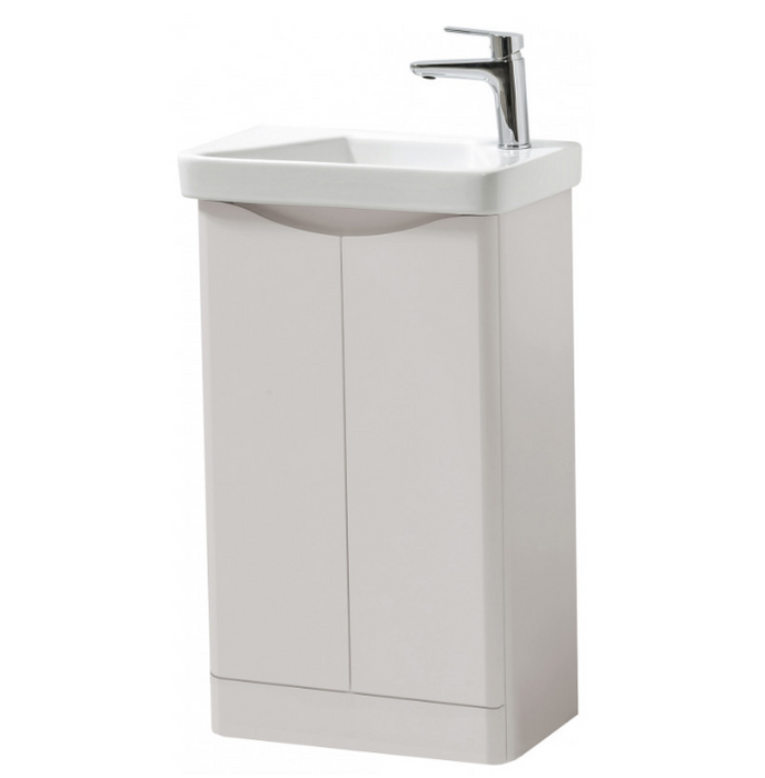 Kartell K-VIT Arc 500mm Floor Standing 2 Door Cloakroom Unit & Ceramic Basin- Matt Cashmere (ARCLOAKFS-C FUR455CA)