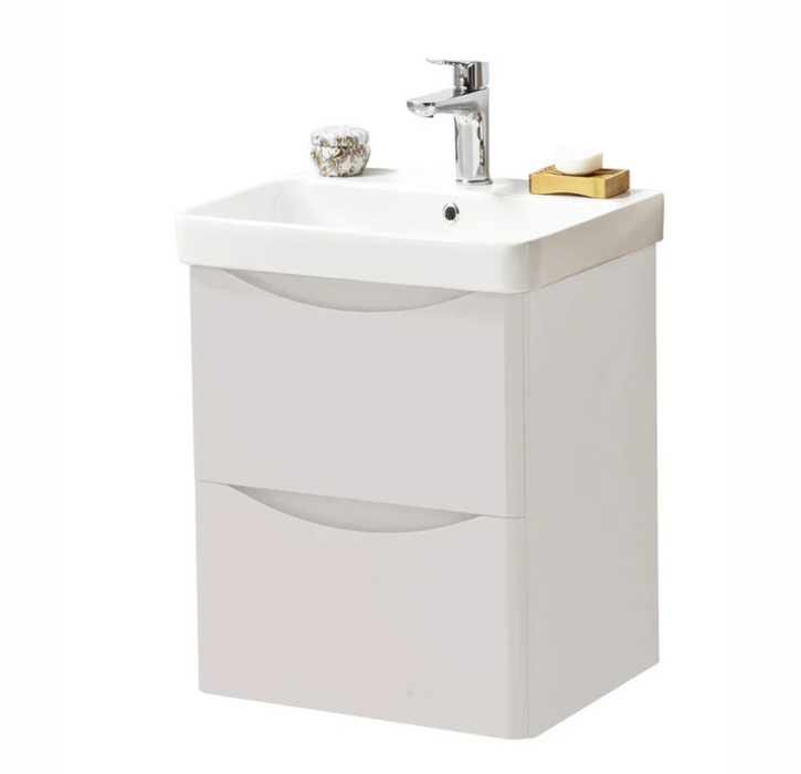 Kartell K-VIT Arc 500mm Wall Mounted 2 Drawer Unit & Ceramic Basin- Cashmere (ARC500WM-C FUR148ME)