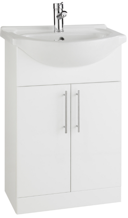 Kartell K-VIT Impakt 550mm Cabinet with Basin-White Gloss (IMP550VU RWF55BASIN)