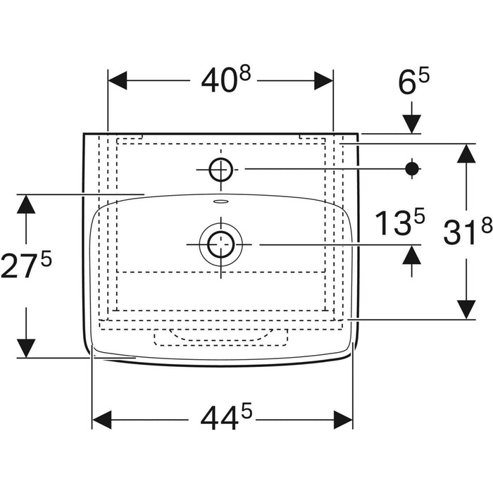 Geberit Selnova Square 50cm 1 Door Cabinet & Basin Hickory 502.752.00.1