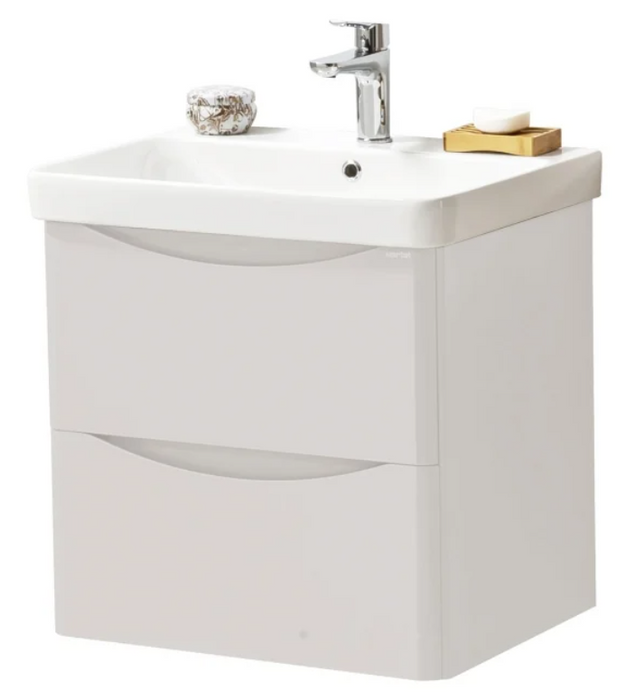 Kartell K-VIT Arc 600mm Wall Mounted 2 Drawer Unit & Ceramic Basin- Cashmere (ARC600WM-C FUR149ME)