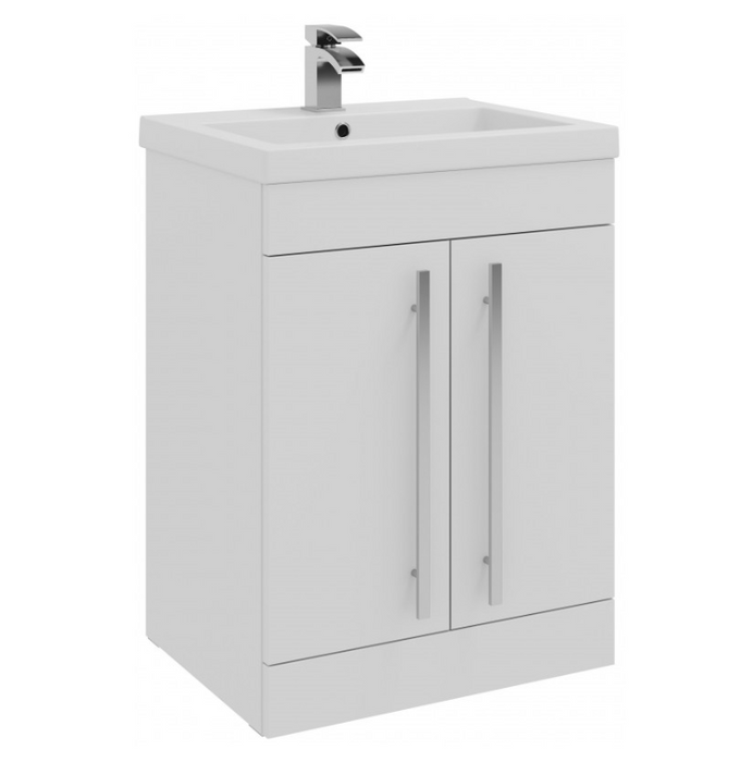 Kartell K-VIT Purity 600mm Floor Standing 2 Door Unit & Mid Depth Ceramic Basin White Gloss (FUR001PU-FUR061PU)