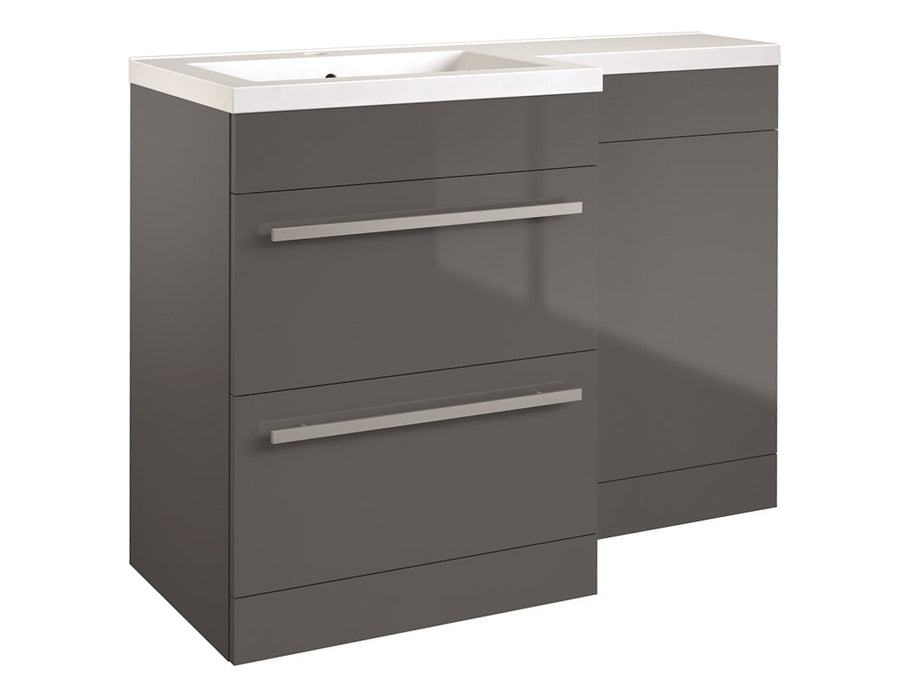 Kartell K-VIT Matrix 2 Drawer L-Shaped Furniture Pack 1100mm Left Hand - Storm Grey Gloss (FUR012PU-FUR411MA-FUR430NEW-ACC001N)