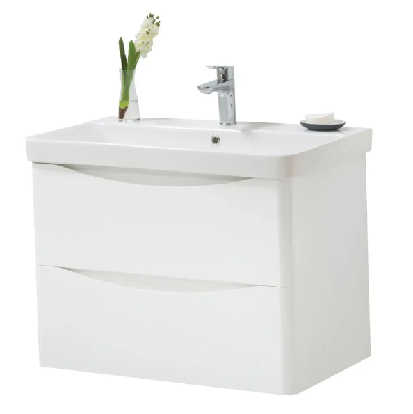 Kartell K-VIT Arc 800mm Wall Mounted 2 Drawer Unit & Ceramic Basin- White Gloss (ARC800WM-W FUR150ME)