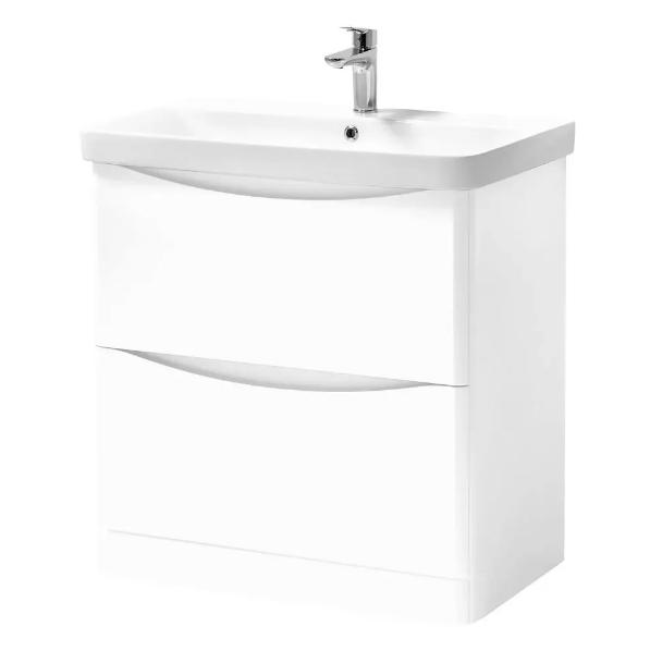 Kartell K-VIT Arc 800mm Floor Standing 2 Drawer Unit & Ceramic Basin- White Gloss (ARC800FS-W FUR150ME)