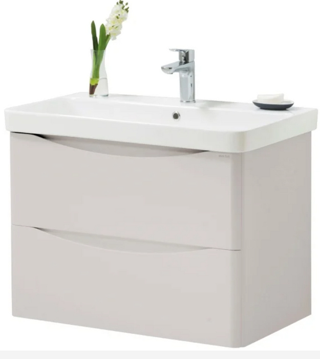 Kartell K-VIT Arc 800mm Wall Mounted 2 Drawer Unit & Ceramic Basin- Cashmere (ARC800WM FUR150ME)