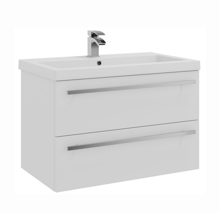 Kartell K-VIT Purity 800mm Wall Mounted 2 Drawer Unit & Mid Depth Ceramic Basin Gloss White  (FUR054PU-FUR062PU)