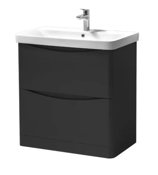 Kartell K-VIT Arc 800mm Floor Standing 2 Drawer Unit & Ceramic Basin- Matt Graphite (ARC800FS-G FUR150ME)