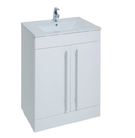 Kartell K-VIT Purity 600mm Floor Standing 2 Door Unit & Ceramic Basin White Gloss (FUR001PU-FUR057PU)