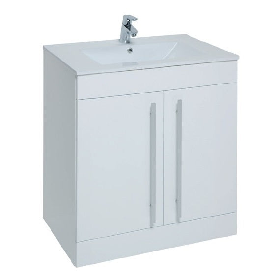 Kartell K-VIT Purity 800mm Floor Standing 2 Door Unit & Ceramic Basin White Gloss (FUR040PU-FUR060PU)