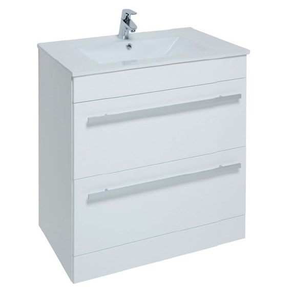Kartell K-VIT Purity 800mm Floor Standing 2 Drawer Unit & Ceramic Basin Gloss White (FUR045PU-FUR060PU)