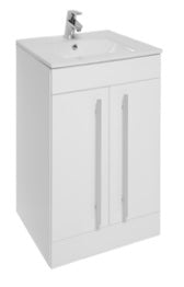 Kartell K-VIT Purity 500mm Floor Standing 2 Door Unit & Ceramic Basin White Gloss (FUR125PU-FUR063PU)