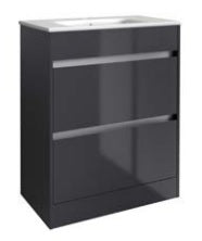Kartell K-VIT City 600mm Floor Standing Unit & Ceramic Basin - Storm Grey Gloss (FUR710CI-FUR057PU)