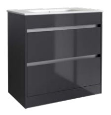 Kartell K-VIT City 800mm Wall Mounted Unit & Ceramic Basin - Storm Grey Gloss (FUR721CI-FUR060PU)