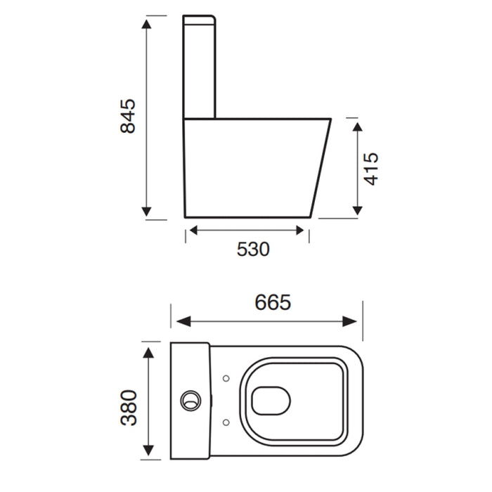 Kartell K-VIT Genoa Square Close To Wall Close Coupled WC Pan (GEN001SQ)