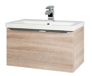 Kartell K-VIT Kore 600mm Wall Mounted Drawer Unit & Ceramic Basin - Sonoma Oak (KOR600WM-O KOR600BASIN)