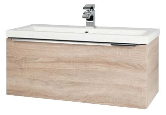 Kartell K-VIT Kore 800mm Wall Mounted Drawer Unit & Ceramic Basin - Sonoma Oak (KOR800WM-O KOR800BASIN)