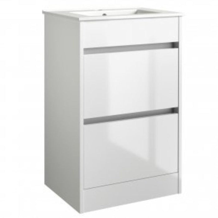 Kartell K-VIT City 500mm Floor Standing Unit & Ceramic Basin - White Gloss (FUR705CI-FUR063PU)