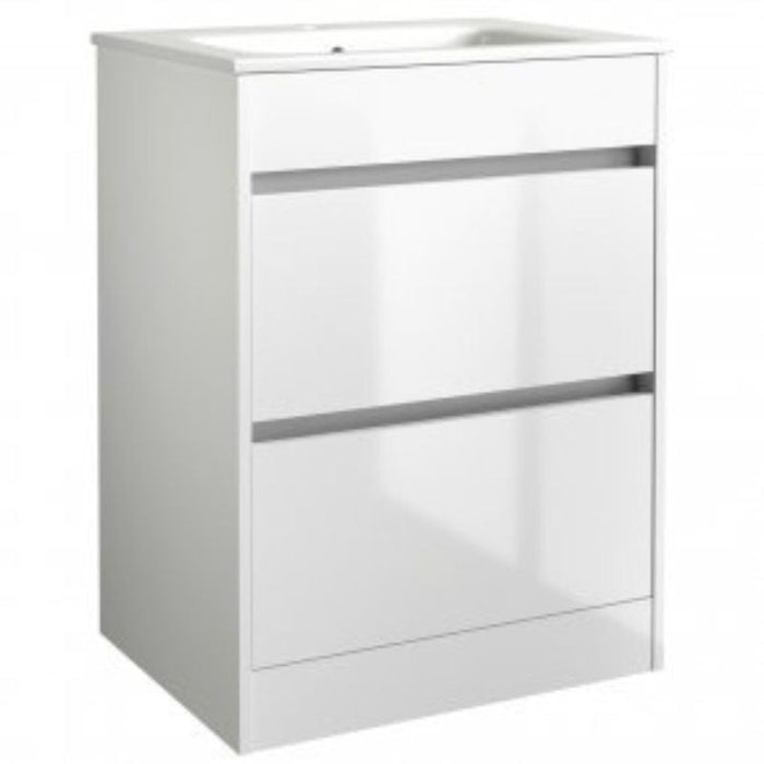 Kartell K-VIT City 600mm Floor Standing Unit & Ceramic Basin - White Gloss (FUR709CI-FUR057PU)