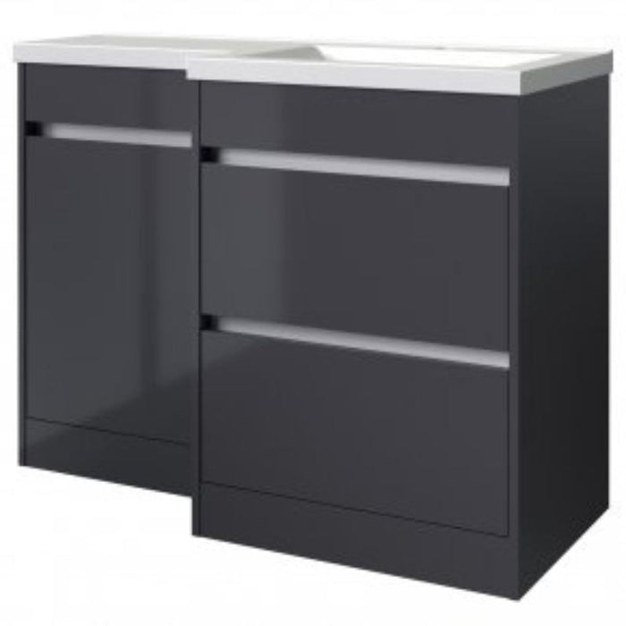 Kartell K-VIT City 1100mm L Shaped Furniture Set Right Hand (Including Cistern) - Storm Grey Gloss (FUR710CI-FUR731CI-FUR431NEW-ACC001N)