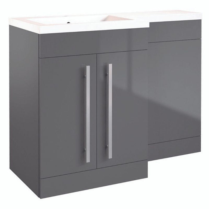 Kartell K-VIT Matrix 2 Door L-Shaped Furniture Pack 1100mm Left Hand -  Storm Grey Gloss (FUR003PU-FUR411MA-FUR430NEW-ACC01N)