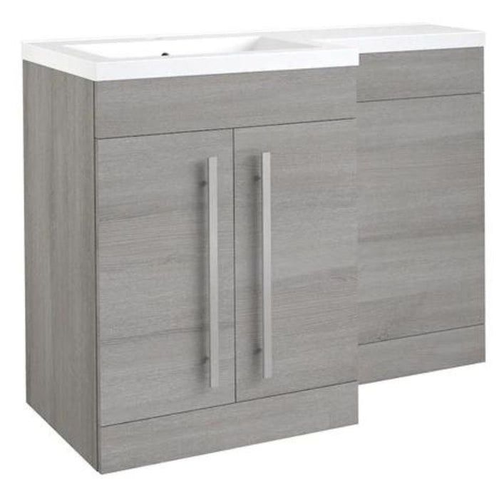 Kartell K-VIT Matrix 2 Door L Shaped Furniture Pack 1100mm Left Hand - Silver Oak (PS0600DO-PS0505MA-FUR430NEW-ACC001N)