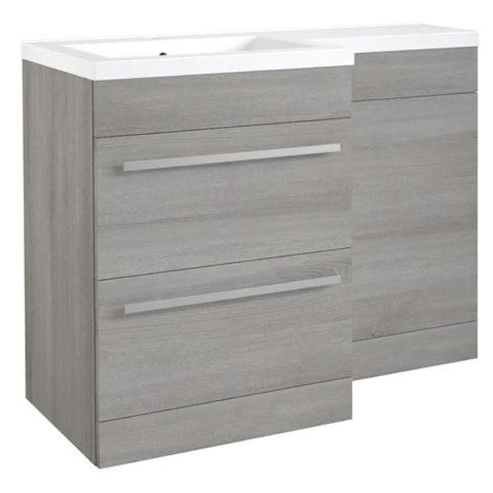 Kartell K-VIT Matrix 2 Drawer L-Shaped Furniture Pack 1100mm Left Hand - Silver Oak (PS0600DR-PS0505MA-FUR430NEW-ACC001N)