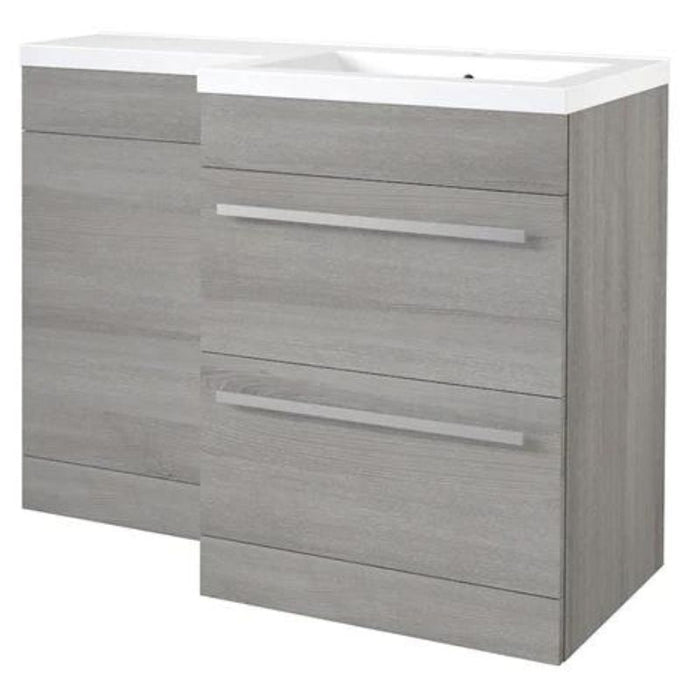 Kartell K-VIT Matrix 2 Drawer L-Shaped Furniture Pack 1100mm Right Hand - Silver Oak (PS0600DR-PS0505MA-FUR431NEW-ACC001N)