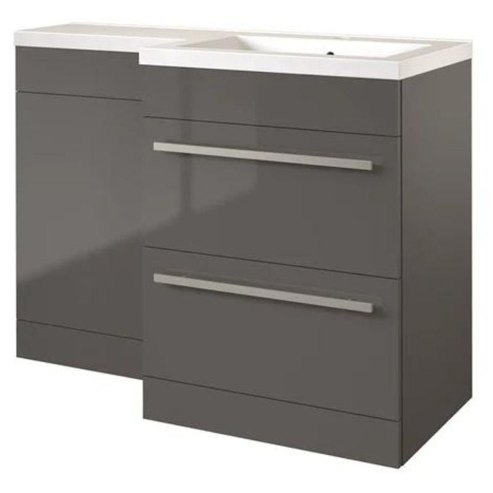 Kartell K-VIT Matrix 2 Drawer L-Shaped Furniture Pack 1100mm Right Hand - Storm Grey Gloss (FUR012PU-FUR411MA-FUR431NEW-ACC001N)