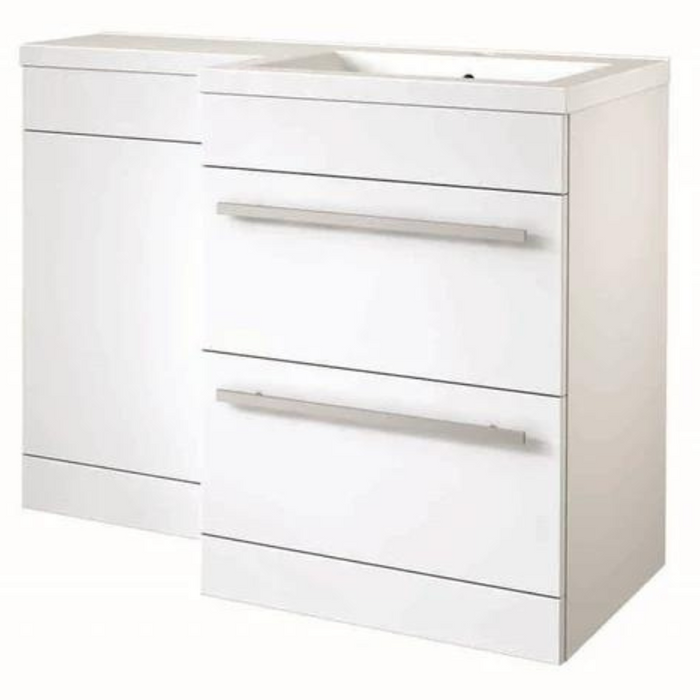 Kartell K-VIT Matrix 2 Drawer L-Shaped Furniture Pack 1100mm Right Hand - White Gloss (FUR008PU-FUR402MA-FUR431NEW-ACC001N)