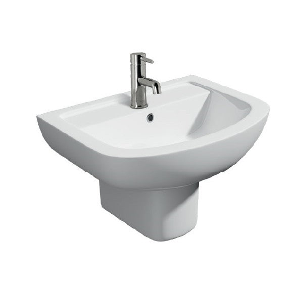 Kartell K-VIT Studio 550mm 1 Tap Hole Basin with Semi Pedestal (POT290ST-POT452SE)