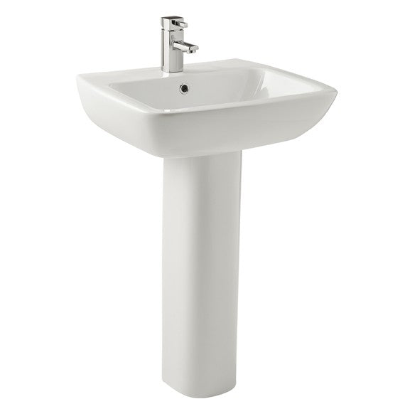 Kartell K-VIT Evoque/Korsika 550mm 1 Tap Hole Basin with Full Pedestal – (POT660EK)(POT661EK)