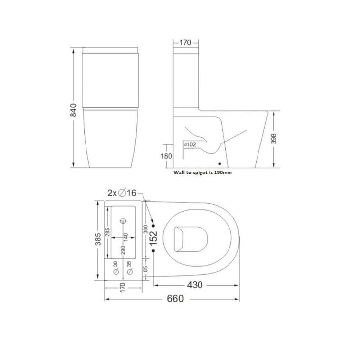 Kartell K-VIT Combi 2 in 1 Cistern, Basin, WC Pan & Mixer Tap (POT955CM-POT960CM)