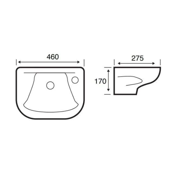 Kartell K-VIT Proton Cloakroom 460mm 1 Tap Hole Basin (PRO460BAS1)