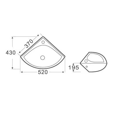 Kartell K-VIT Proton Corner 1 Tap Hole Basin (PROCRNBAS1)