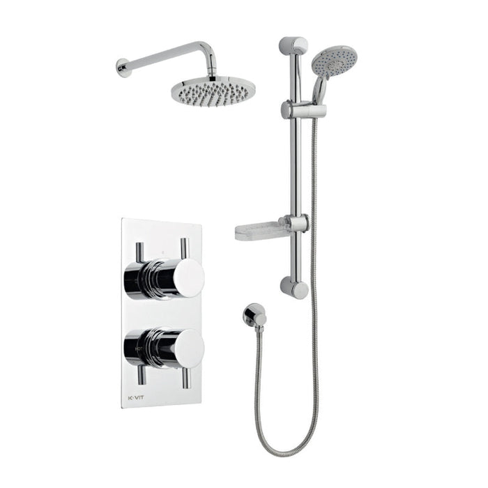 Kartell K-VIT Plan Option 3 Thermostatic Concealed Shower with Adjustable Slide Rail Kit and Overhead Drencher (SHO002PL)(SHO080DE)(SHO092OE)(SHO083DE)