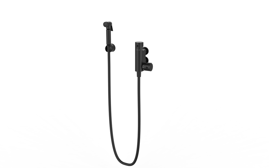 Kartell K-VIT Nero Douche Kit With Thermostatic Mixing Valve And Brass Bodied Spray Head-Matt Black (SHO059DN)